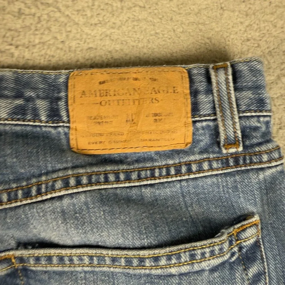 American Eagle Jean Mens 34x30 Blue Denim Straight Leg Cotton Relaxed Fit Modern